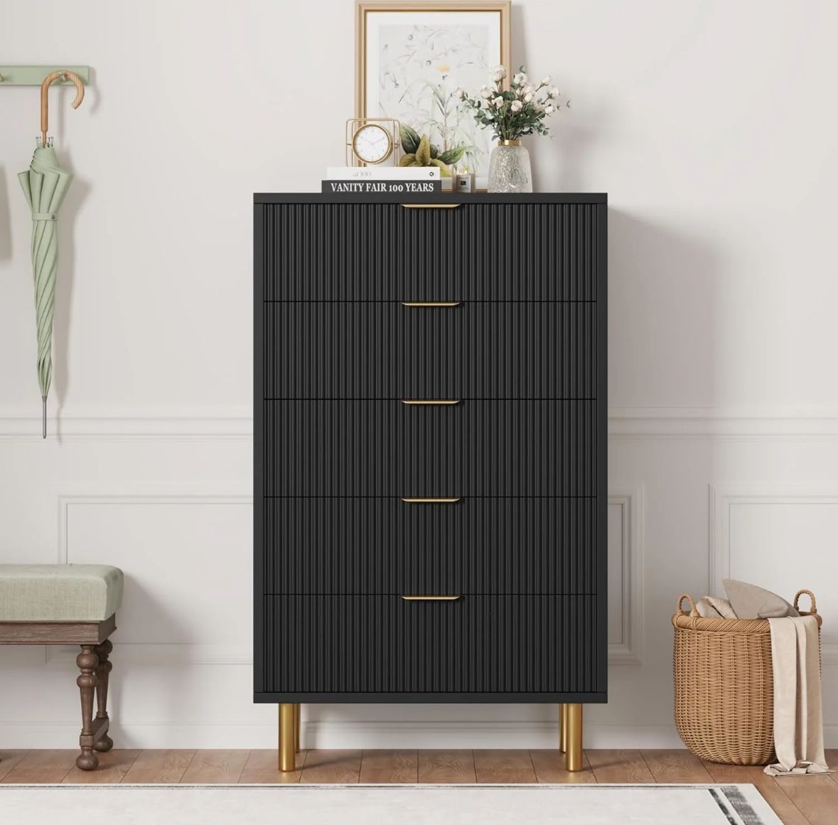 Wave 5 drawer dresser - black