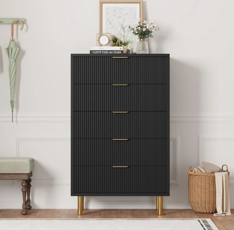 Wave 5 drawer dresser - black