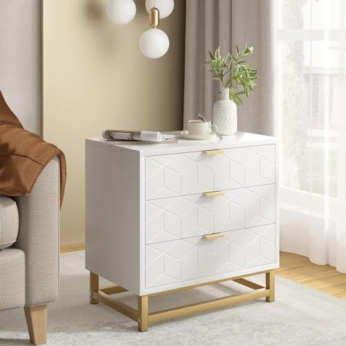 White 3 Drawer Dresser for Bedroom