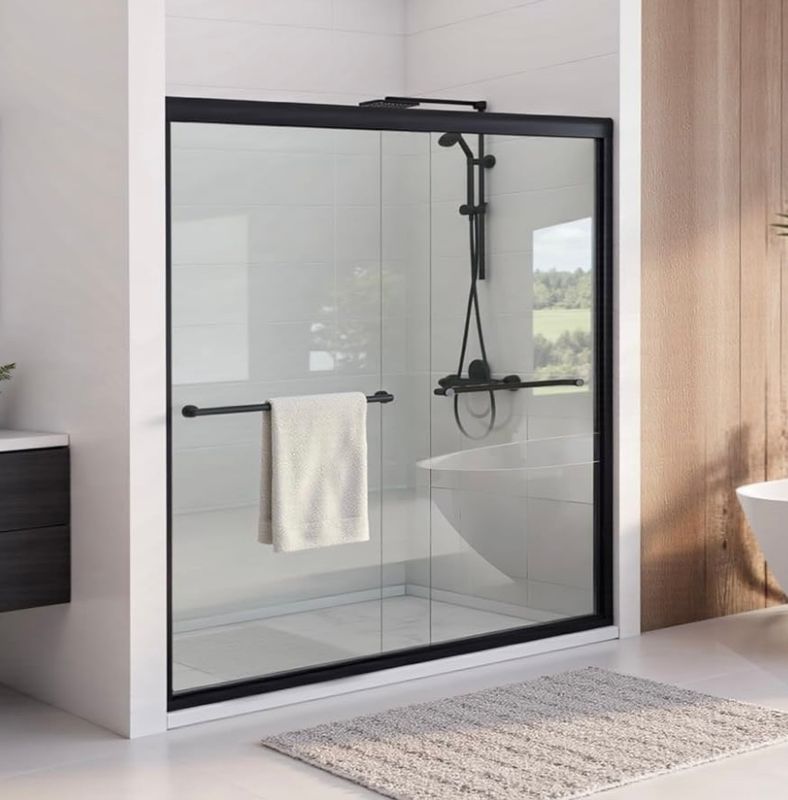 Frameless glass sliding shower door kit - max 60”