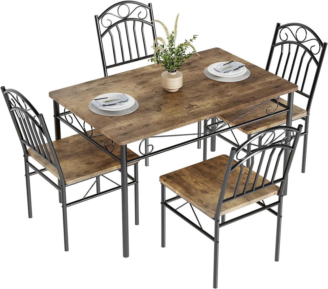Retro Industrial Dining Table Set