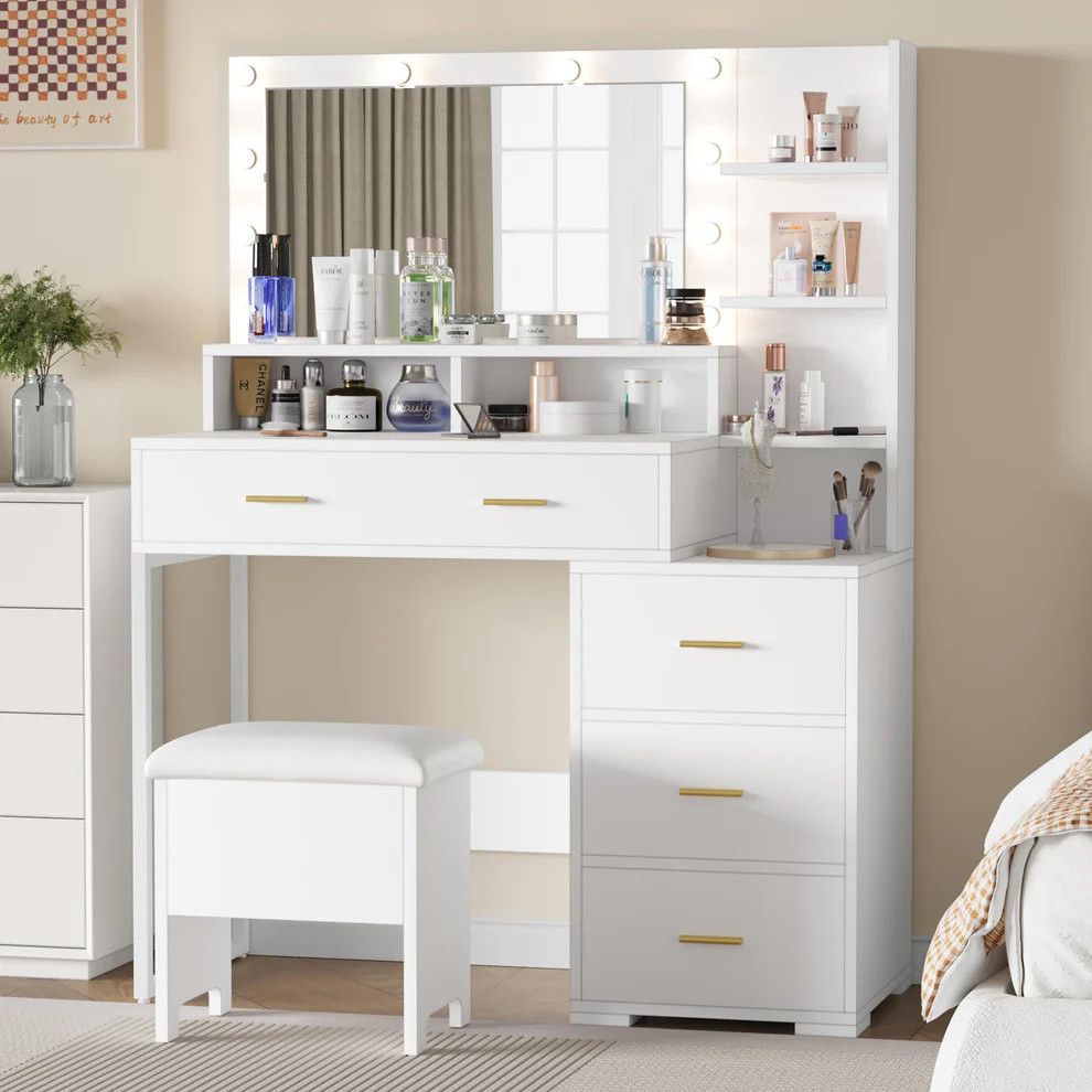 Makeup Vanity Desk with Mirror & Lights