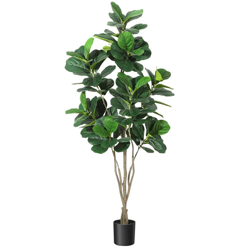 Artificial Faux Fiddle Leaf Fig Tree, 6ft Tall