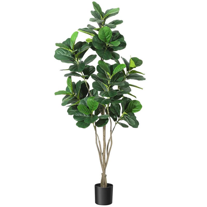 Artificial Faux Fiddle Leaf Fig Tree, 6ft Tall