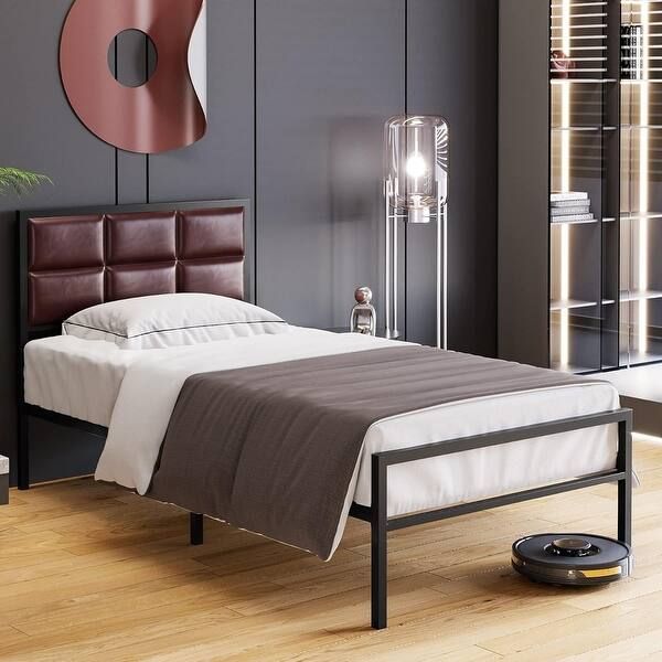 Faux Leather Platform Bed Frame Full