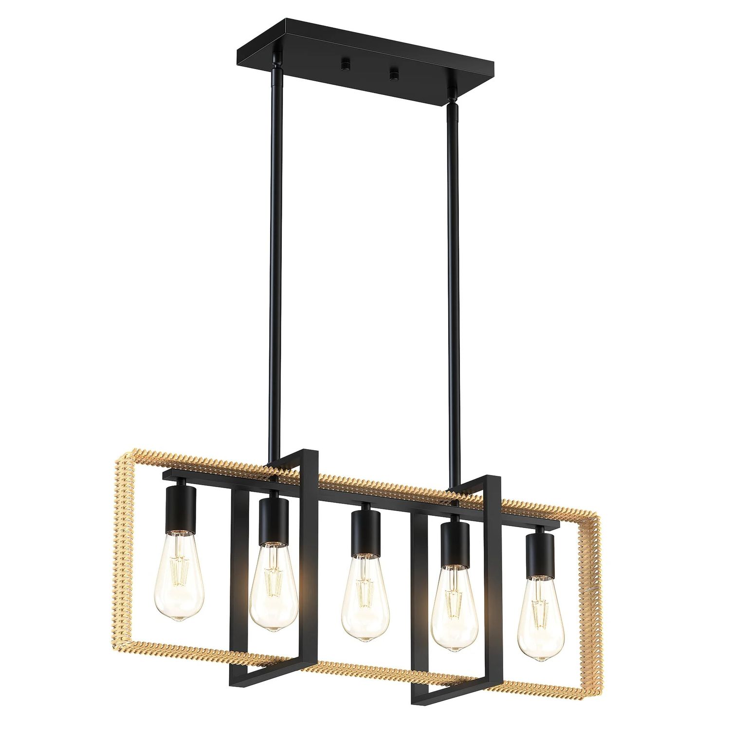 Kitchen Island Lighting，5-Light Adjustable Dining Room Light Fixtures