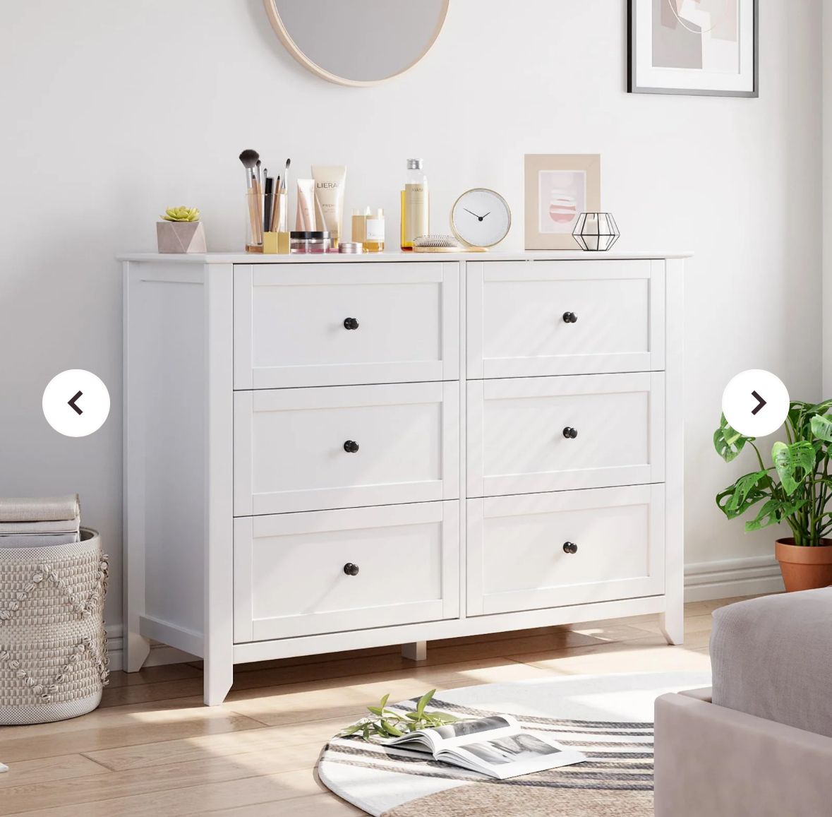 6 drawer dresser white