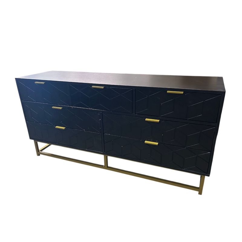 7 Drawer Dresser with Golden Metal Handle and Legs