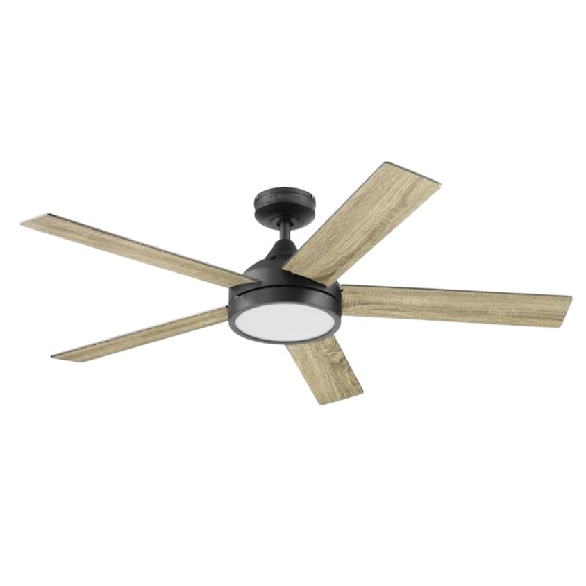 Camden 52-in Matte Black Indoor Ceiling Fan with Light and Remote