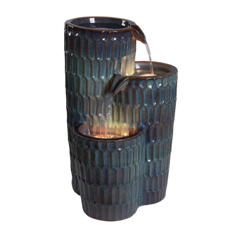 21.5-in H Ceramic 3-Tiered Outdoor Fountain