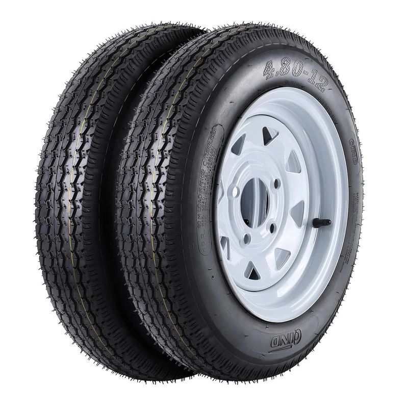 480-12 6PR with 4 Lug Trailer Tires, 12" Rims,Load Range C