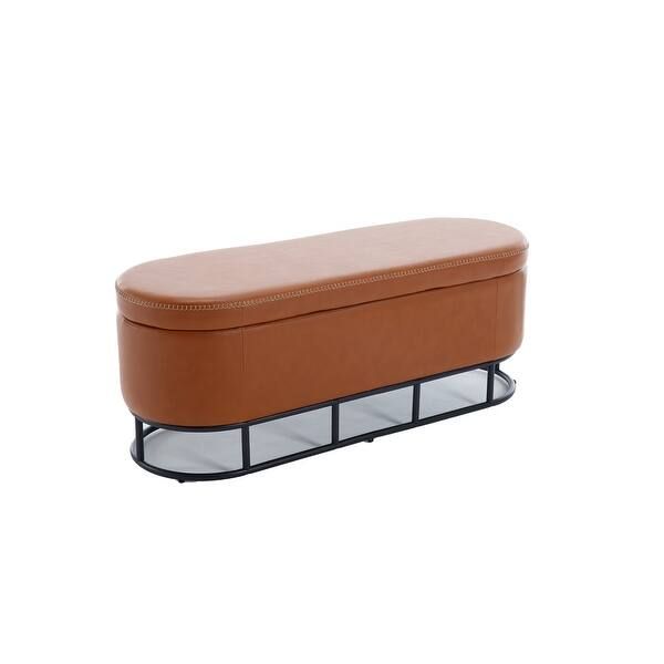 Oval Storage Bench with Metal Legs