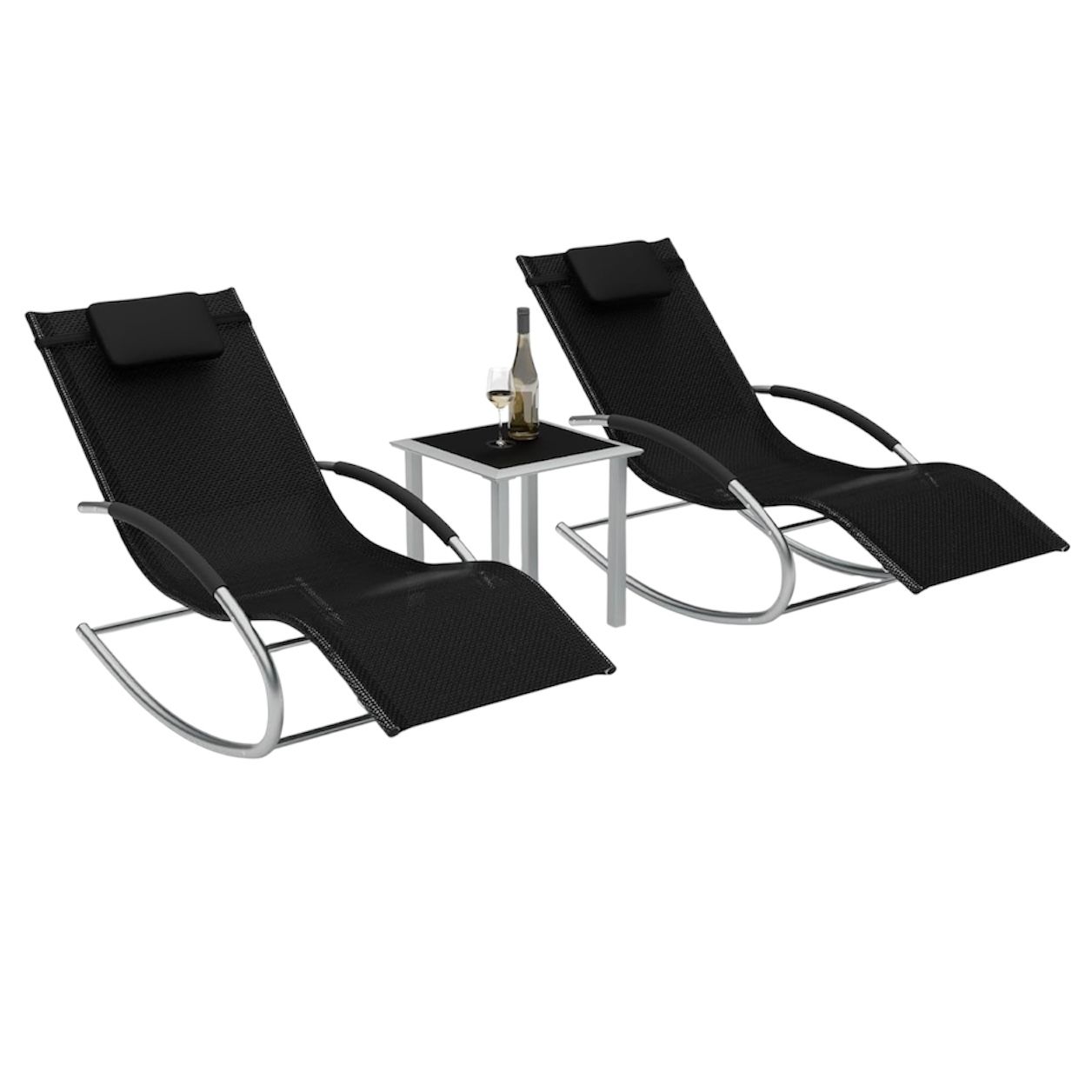Patio Swing Chaise Lounge Outdoor Set
