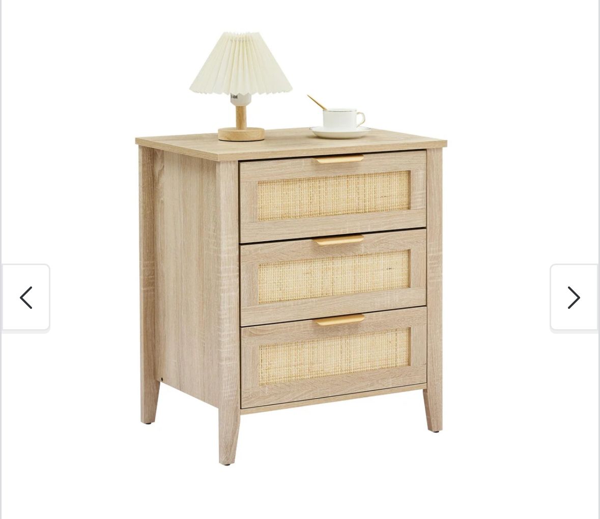 Rattan nightstand - 3 drawer