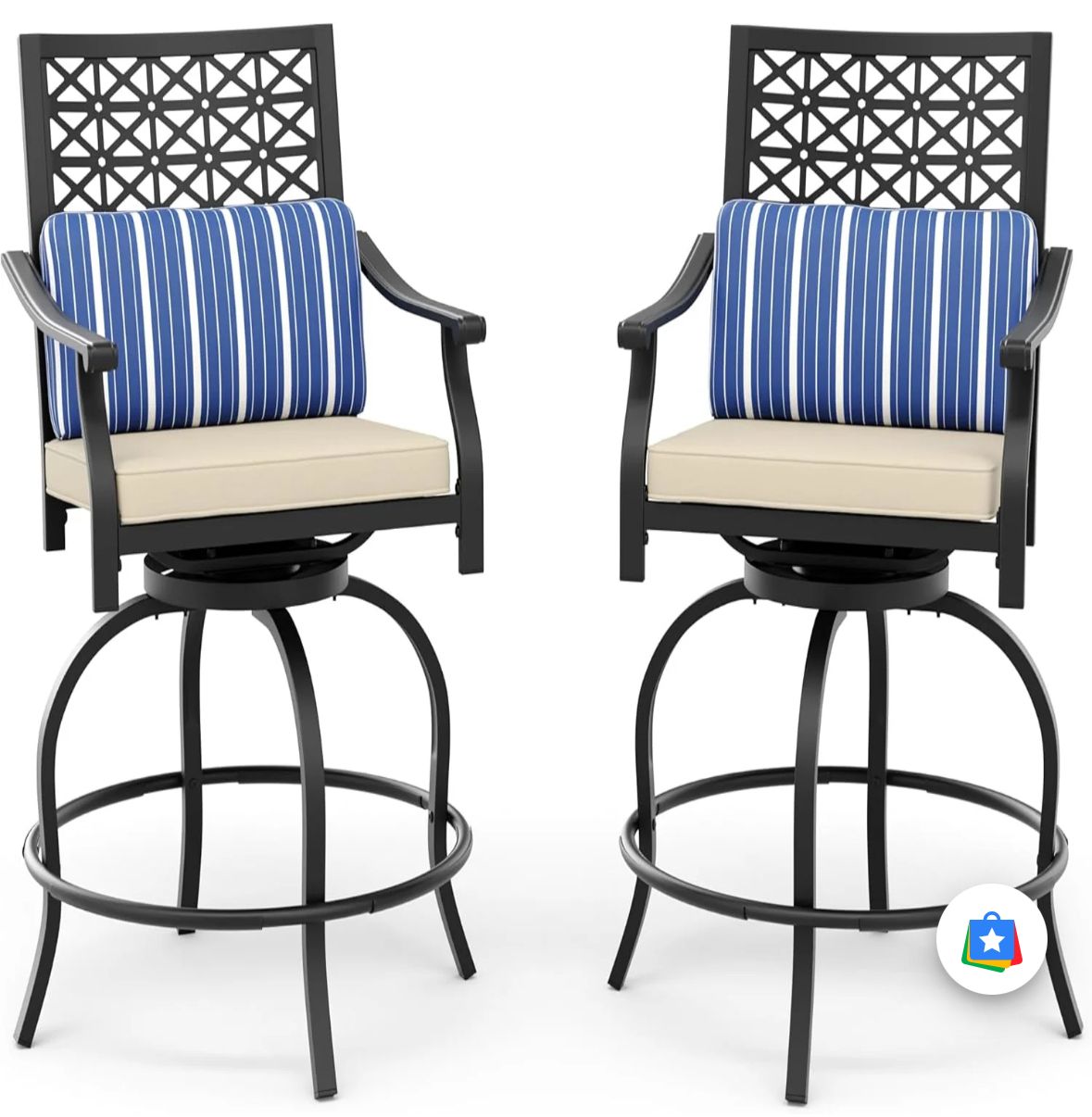 Outdoor swivel bar stools - bar height - set of 2