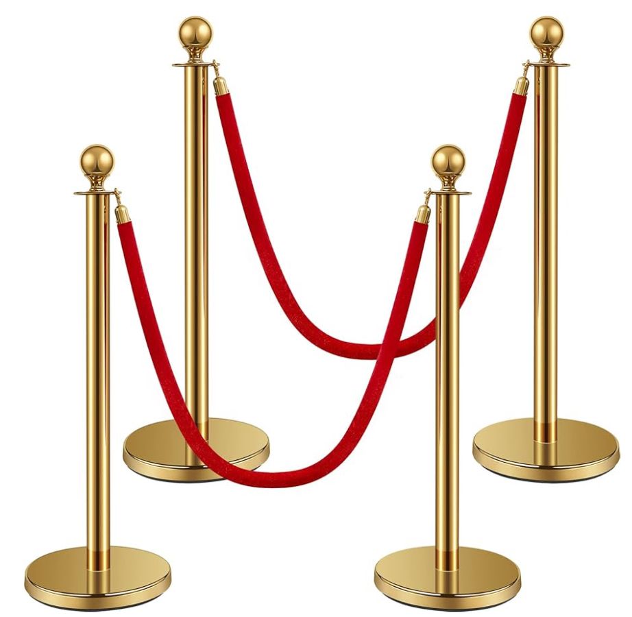 5ft Velvet Ropes and Posts, 4 Posts, 2 Ropes