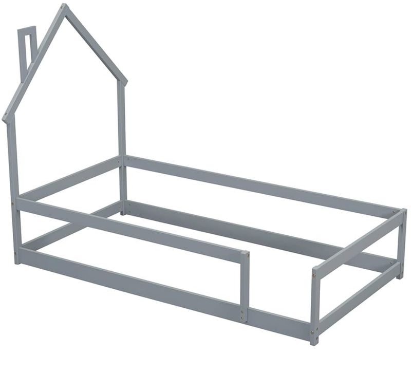 Twin bed with house shaped headboard