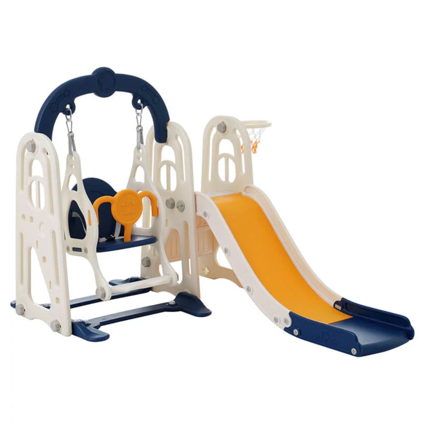 59&quot; Blue and Yellow Toddler Slide and Swing