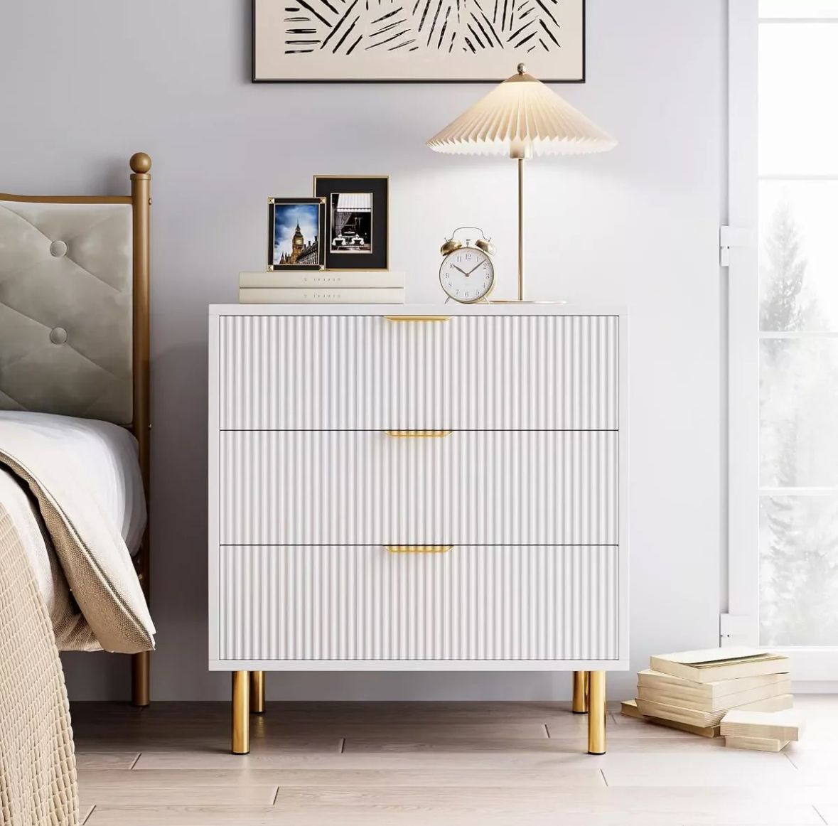 3 drawer dresser - white &amp; gold