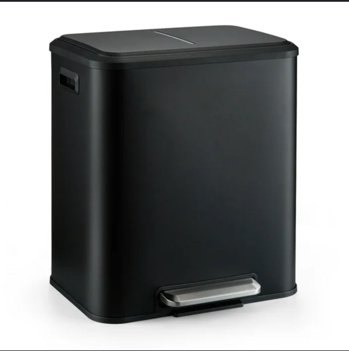 Matte black double trash can