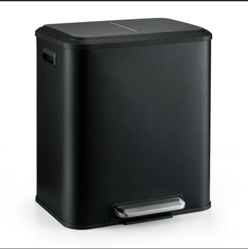 Matte black double trash can