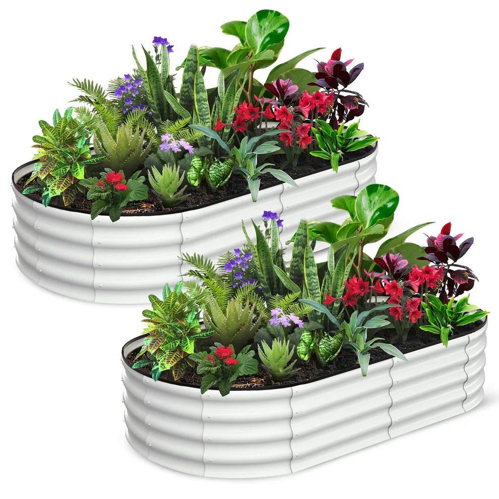 2 Pcs 6&#39; X 3&#39; X 1&#39; Oval Raised Garden Bed