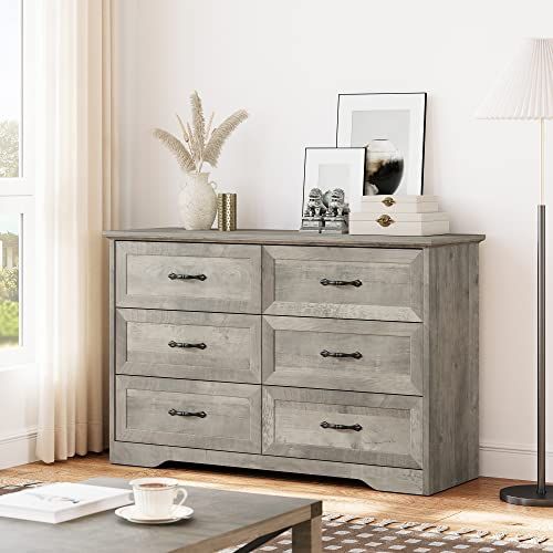 Dresser for Bedroom with 6 Drawers grey