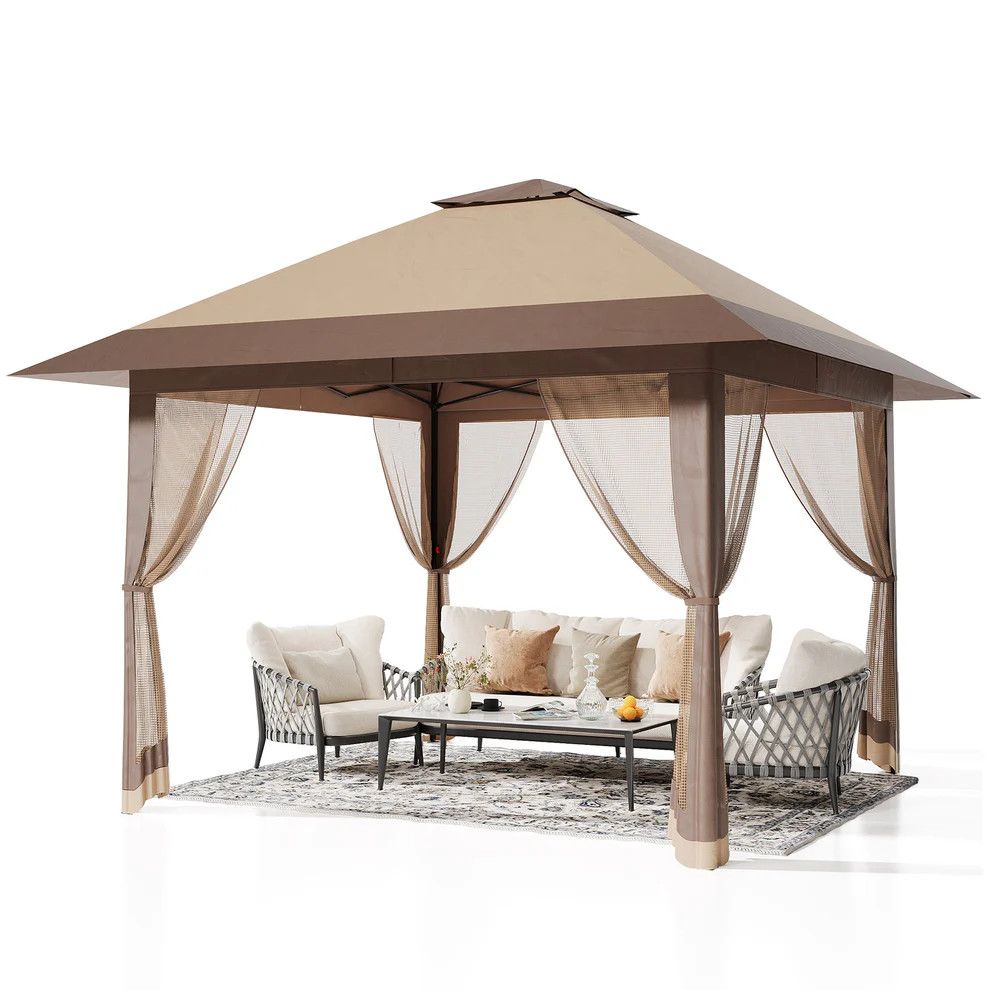 13x13ft Pop-Up Canopy Tent with Mosquito Netting