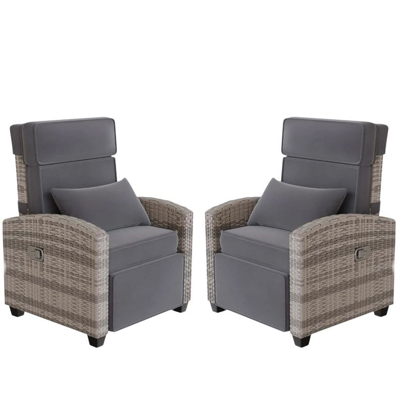 Wicker outdoor recliner set of 2