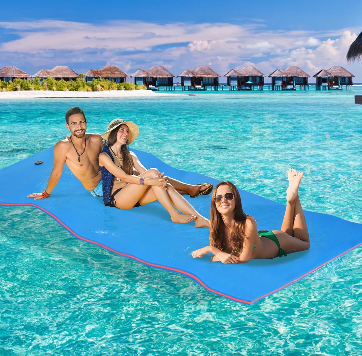 15‘ x 6‘ floating lake pad, red/blue LFL0021: