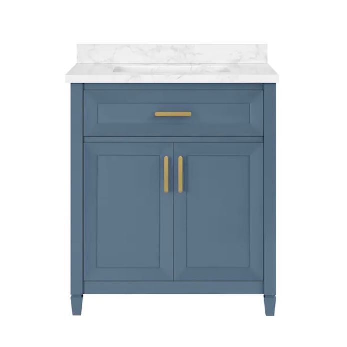 30in Blue Single Sink Bathroom Vanity with Top