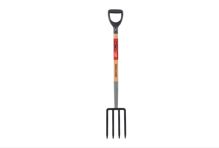 Wood handle digging fork
