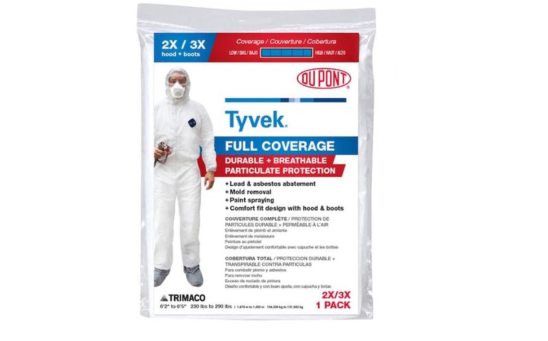 Tyvek adult unisex white long sleeve coverall(2x/3x