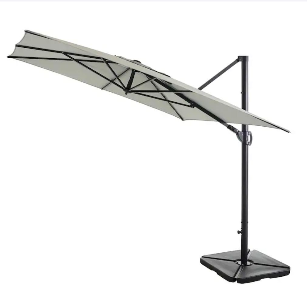 8-ft Aluminum Gray Slide-tilt Cantilever Patio Umbrella