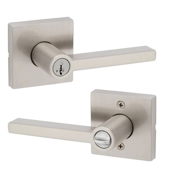Kwikset signature series halifax satin nickel door handle