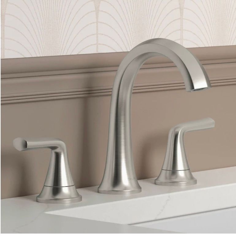KOHLER desette brushed nickel 2 handle bathroom sink &amp; faucet