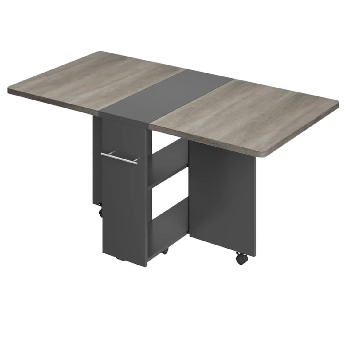 Folding Dining Table with 2 Tier Storage
