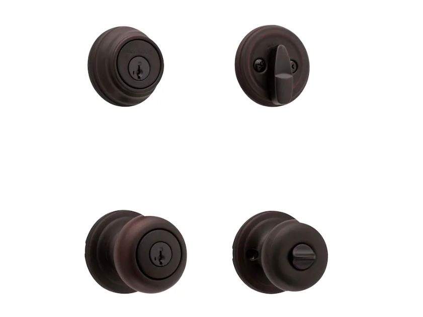 Kwikset interior/exterior keyed entry door knob combo pack