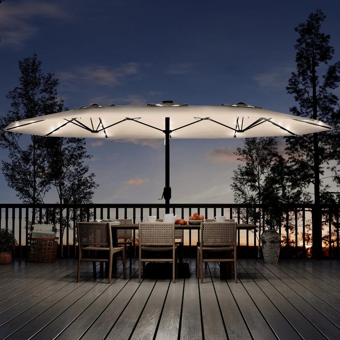 15ft patio umbrella with LED lights - beige