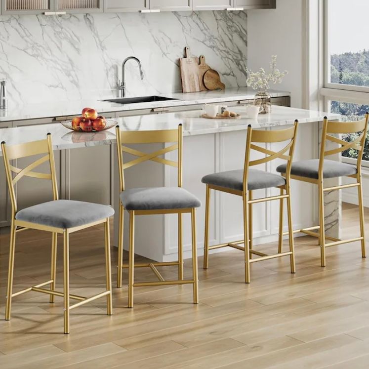 Bar Stools Set of 4 Gold