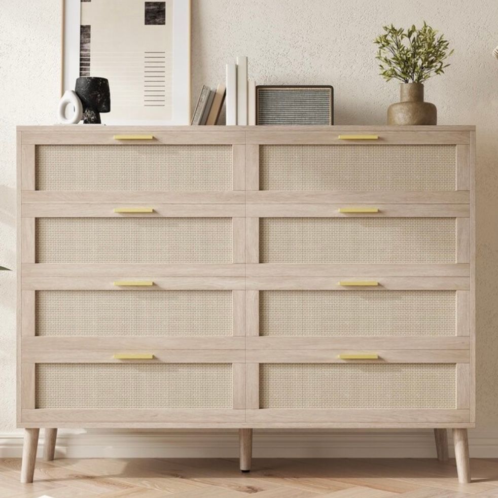 8 Drawer Rattan Dresser