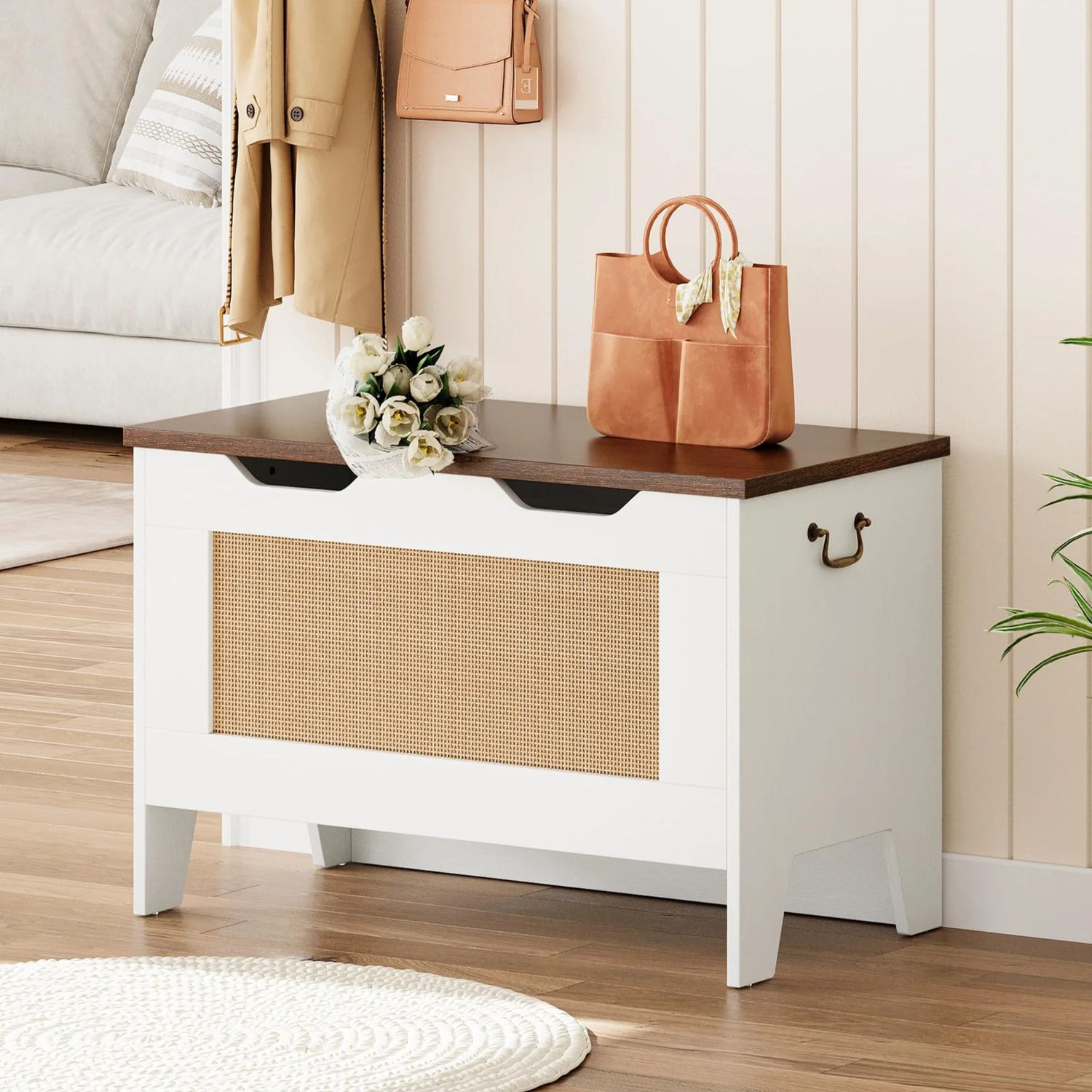 Storage Chest, Rattan Toy Chest 30”