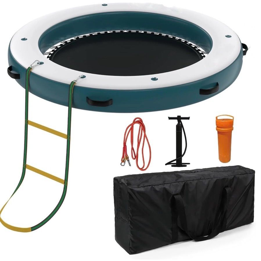 Inflatable Floating Island 10x10FT with 4 * 7ft Trampoline