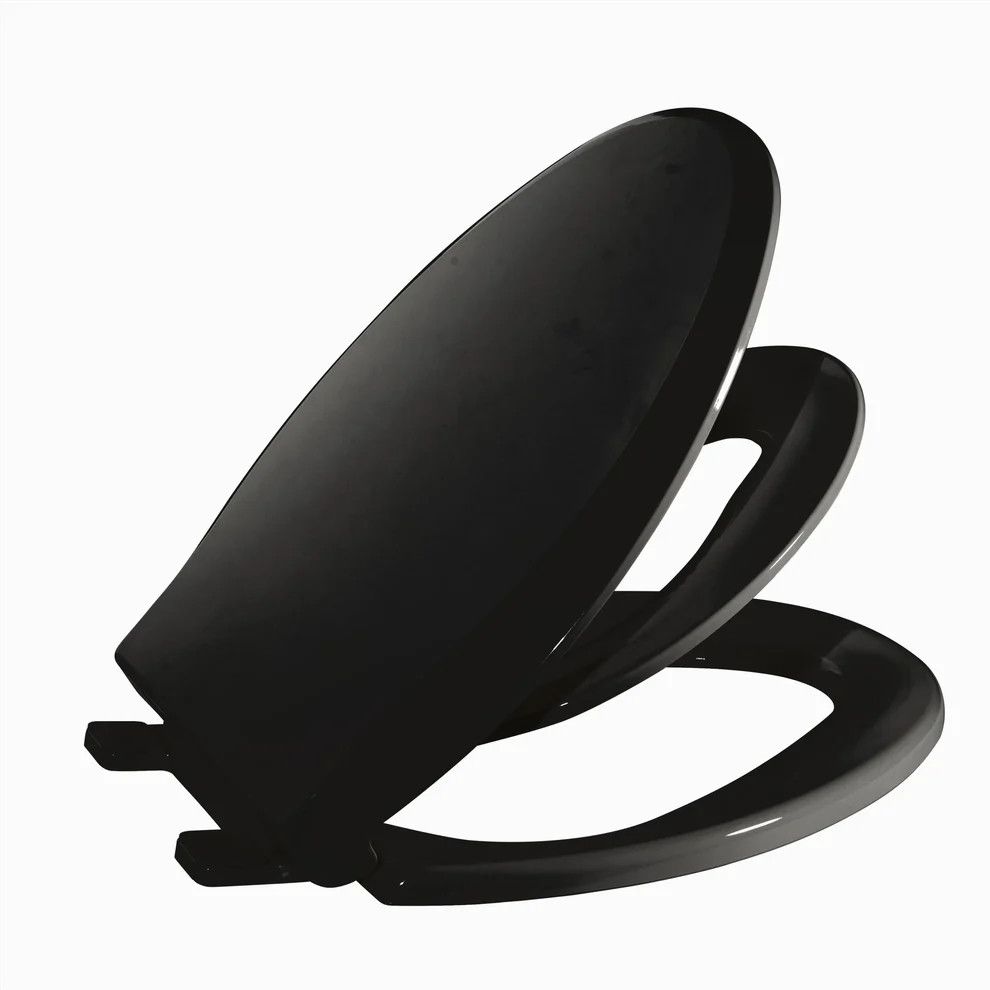 Elongated toilet seat w/toddler seat (Black)
