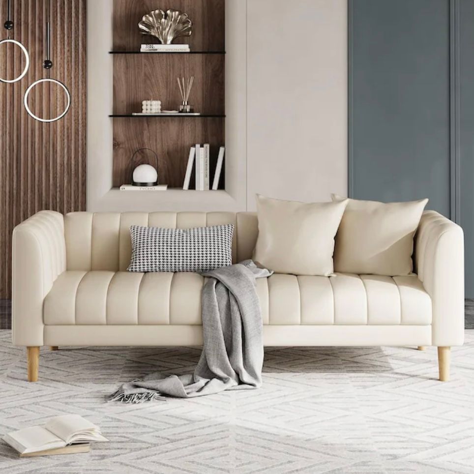 78in Faux Leather Sofa Couch