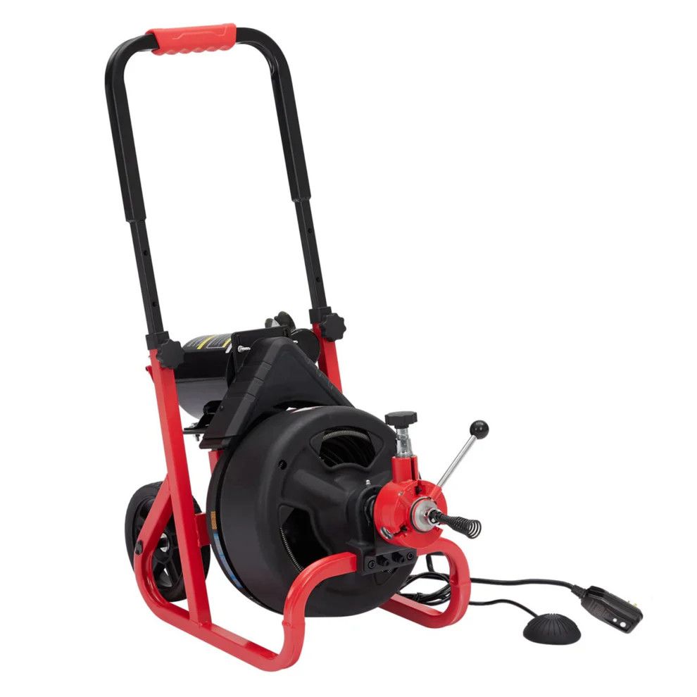 100Ft x 3/8 Inch Drain Cleaner Machine, Auto Feed
