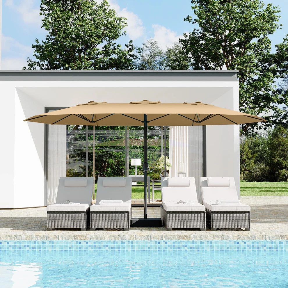 15&#39; Large Patio Umbrella with Base