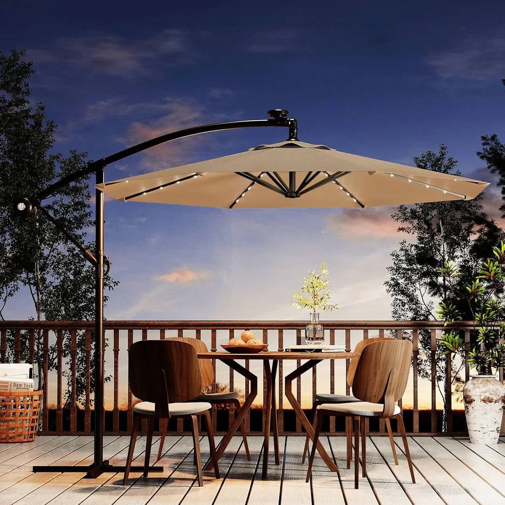 10&#39; Solar Lights Offset Patio Umbrella