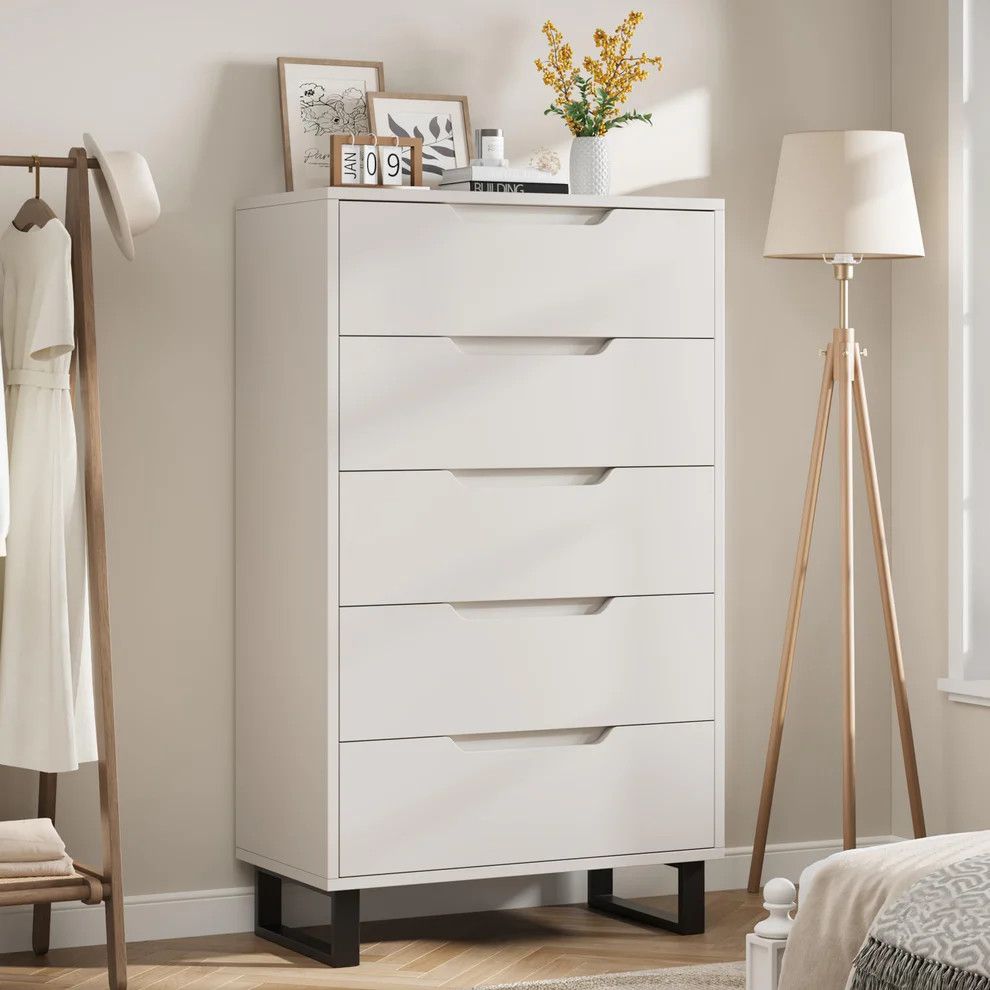 Wooden Tall Dresser with 5 Drawers
