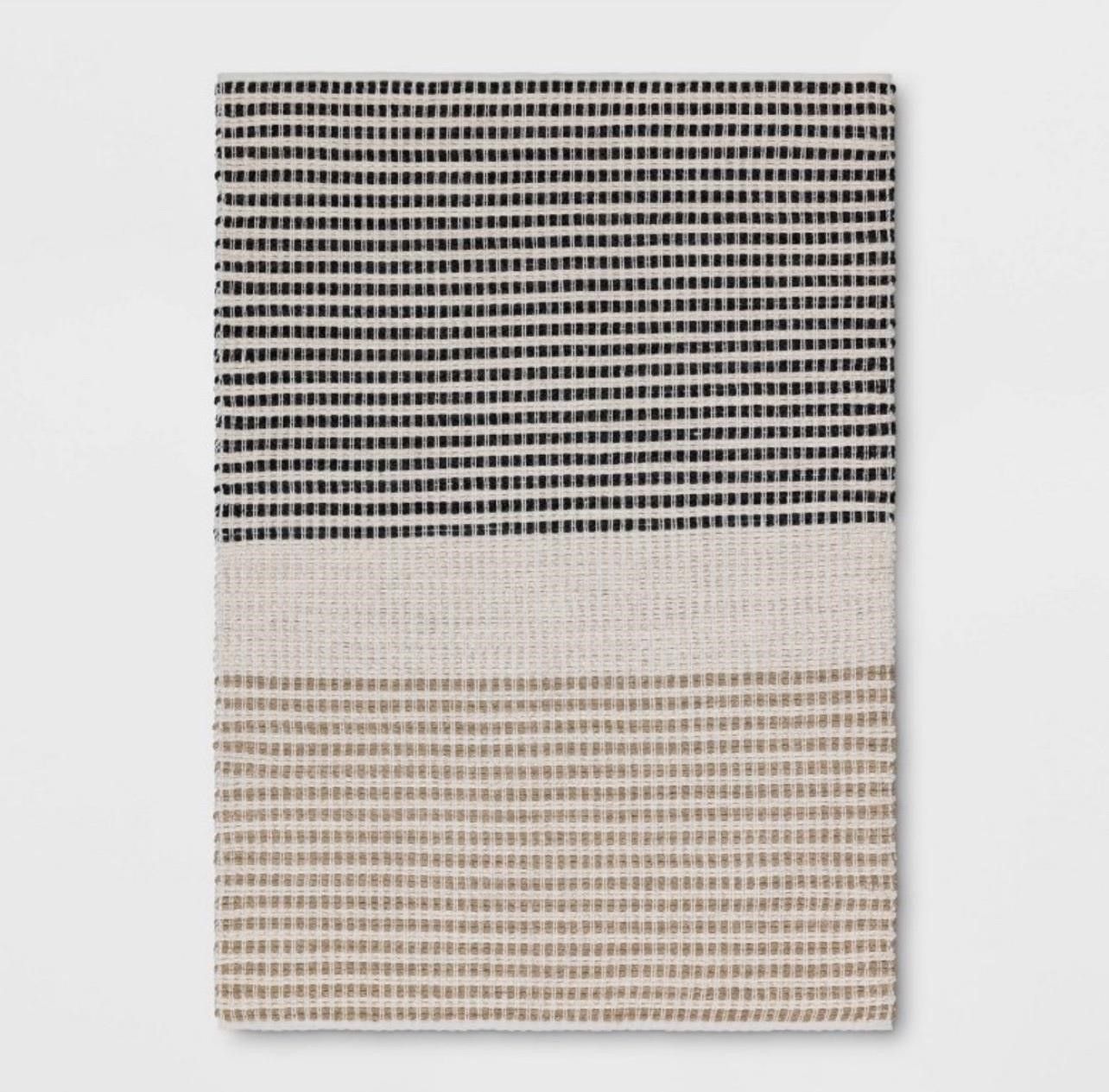 5&#39;x7&#39; Color Block Braided Outdoor Area Rug Ivory -Threshold